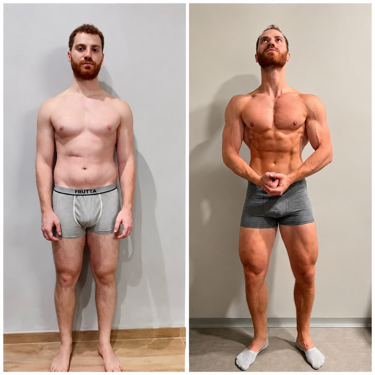Prima e dopo di un percorso di costruzione muscolare