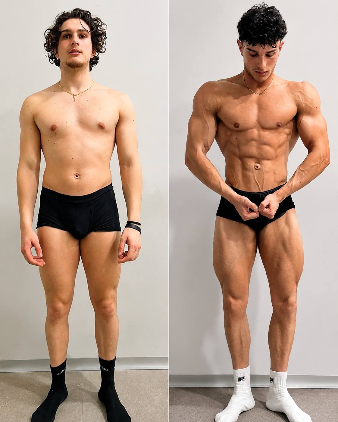 Prima e dopo di una preparazione fisica avanzata